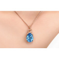 14K Rose Gold 3 Carats Sapphire Stone Pendant Women Pure Natural Blue Sapphire Gemstone 14K Rose Gold Necklace Jewelry Pendant