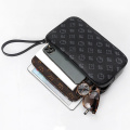 Mjzkxqz Vintage Men Clutch Bag Wrist Leather Classical Floral Clutch Handbags Phone Pocket Zipper Purse Coin Holder Bag-Clutch