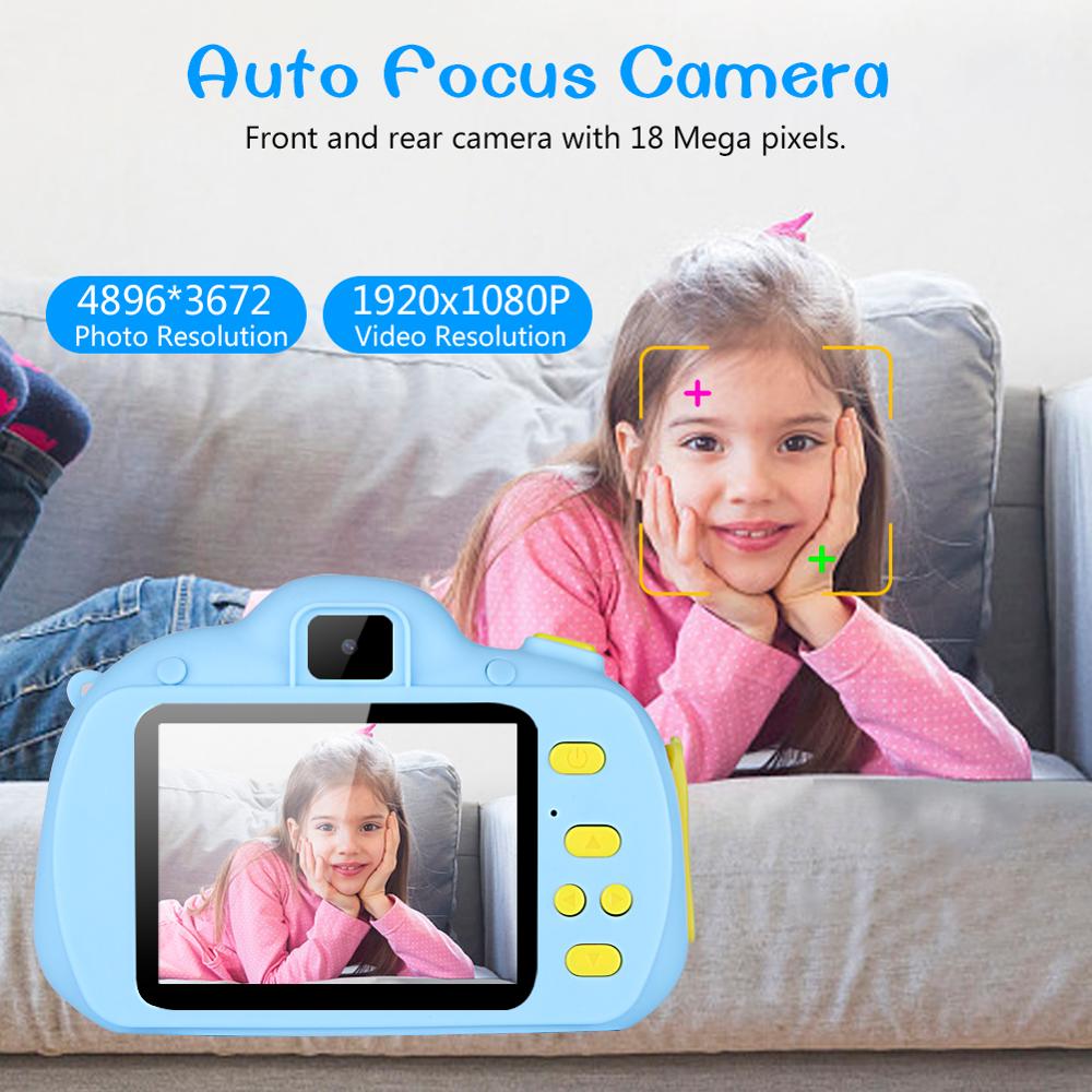 Halolo Kids Camera Toys Kids Digital Camera 18MP HD With 32G Card 2.4 Inches Screen Dual Selfie Video Game Toys For Children