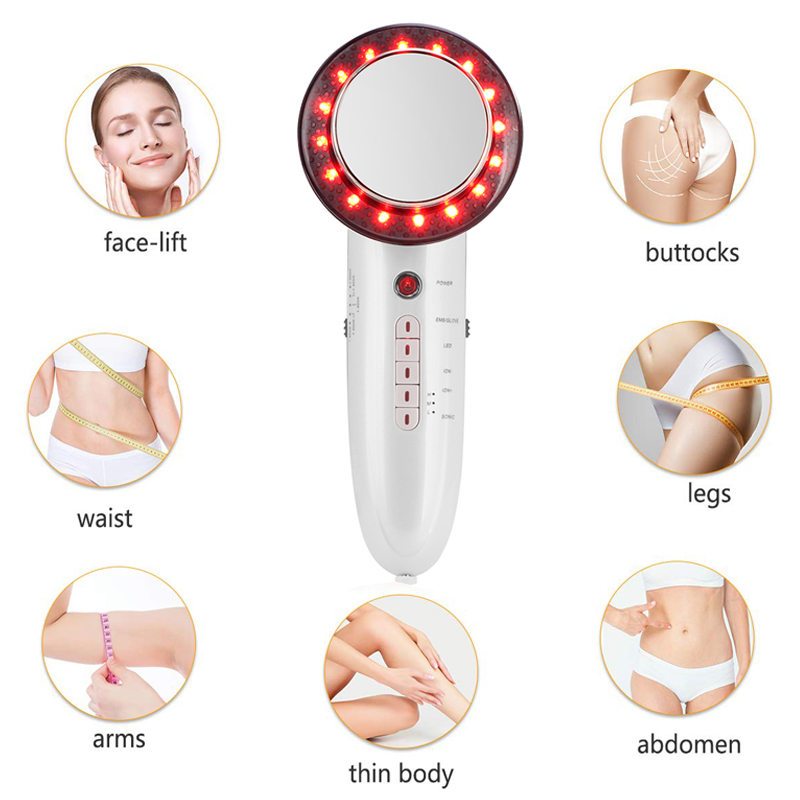 6 In 1 EMS Ultrasonic Cavitation LED Galvanic Ion Facial Body Beauty Machine Tens Acupuncture Therapy Anti Cellulite Massage