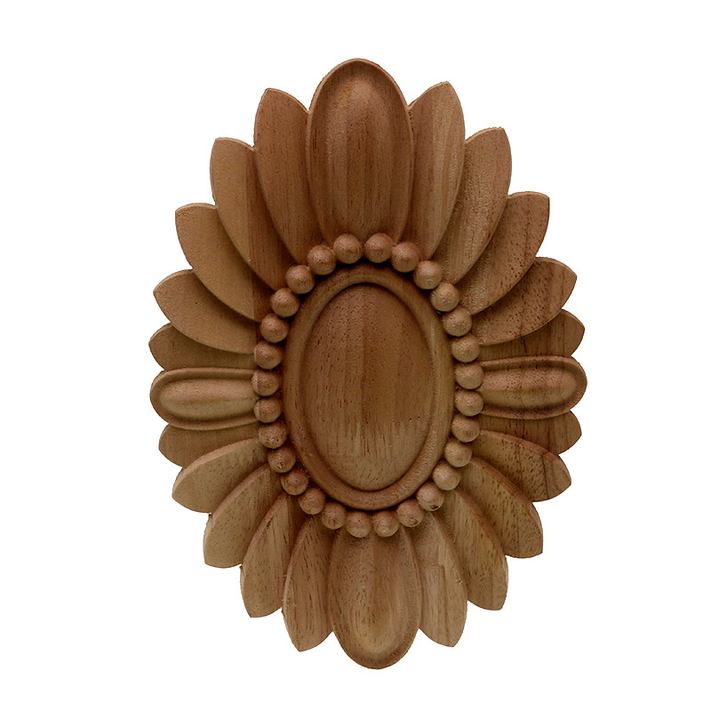 VZLX Wood Appliques Carving Frame For Furniture Cabinet Door Bed Nautical Home Decor Wooden Figurine Flower Pattern Carve