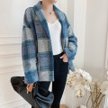 Autumn and Winter Women Coat Wool Blend Plaid Long Sleeve Loose New Fashion 2020 Buttons Pockets Jackets