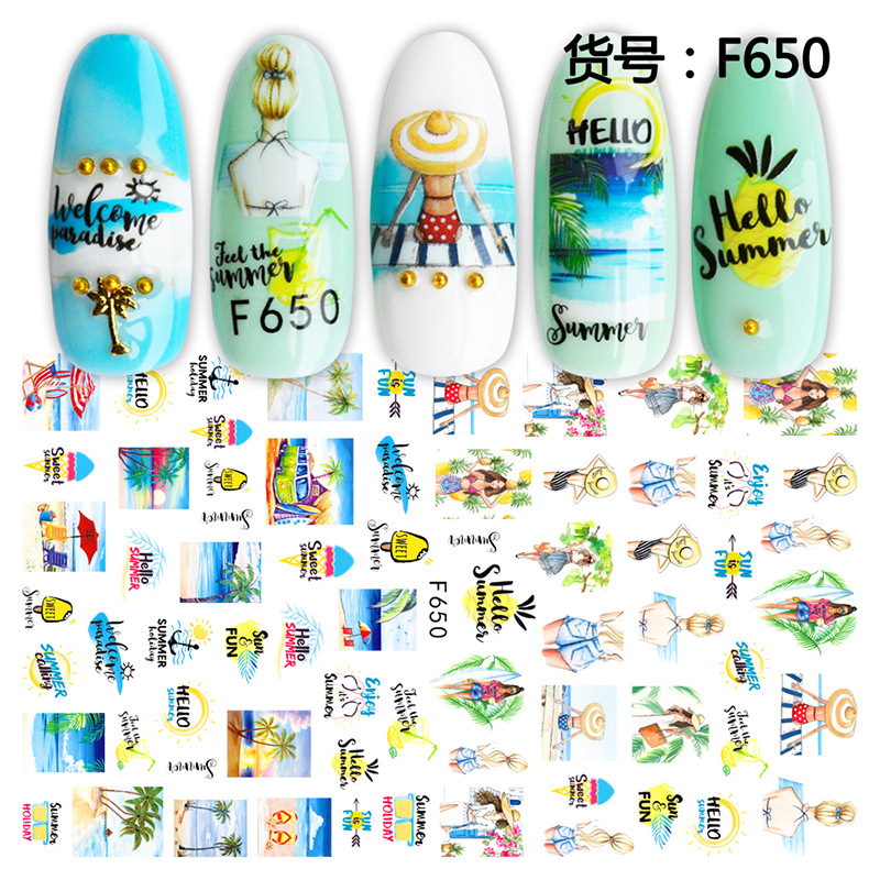 2020 DIY 3D Nail Art Sticker Adhesive Sticker Decals Tool Abstract Women & Leave Nail Art Tattoo Decoration Z0323
