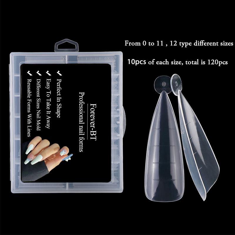 120pcs Clear Dual Forms Nail System Full Cover Nail Extension DIY Nails Accessoires Manicure Tools Quick Building Gel Mold Tips