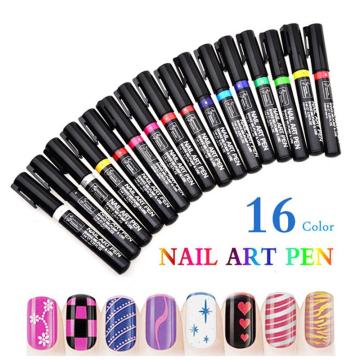 16 Candy Colors Nail Art Pen for 3D Nail Art DIY Decoration Nail Polish Pen Set 3D Design Nail Beauty Tools Paint Pens