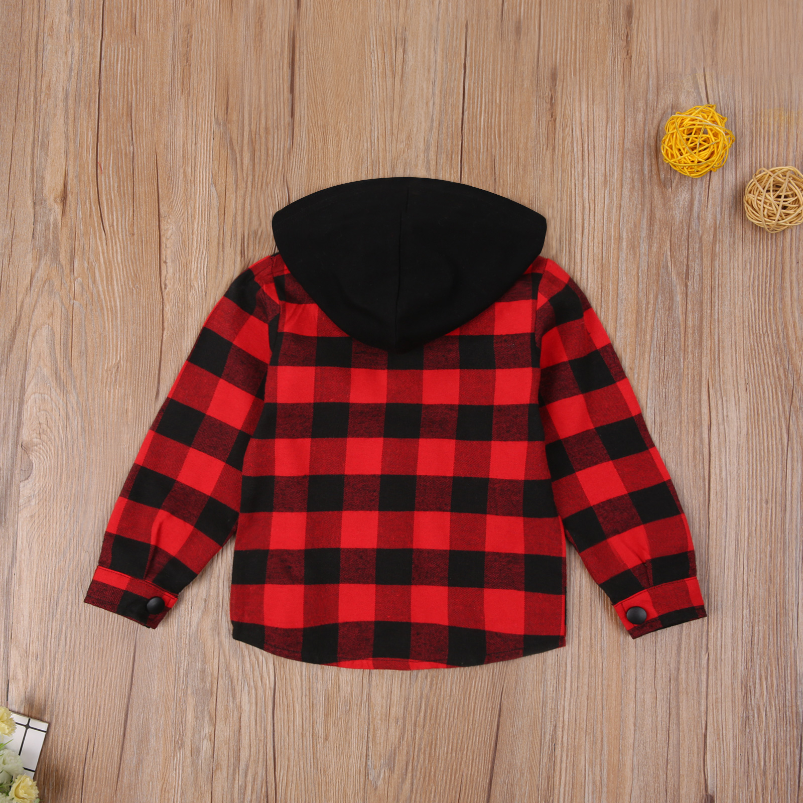 OPPERIAYA Infant Plaid Pattern autumn casual soft Sweatshirts Baby Long Sleeve Single-breasted Hoodie with Flap Pockets