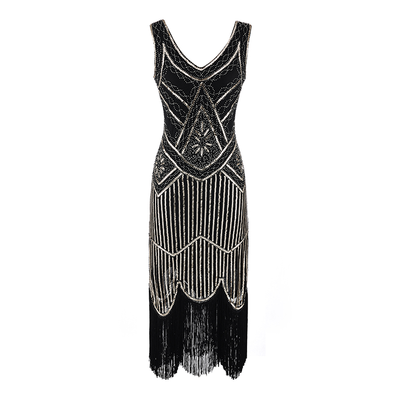 2020 Newest Women's 1920s Vintage Sequin Full Fringed Deco Inspired Flapper Dress Roaring 20s Great Gatsby Dress Vestidos