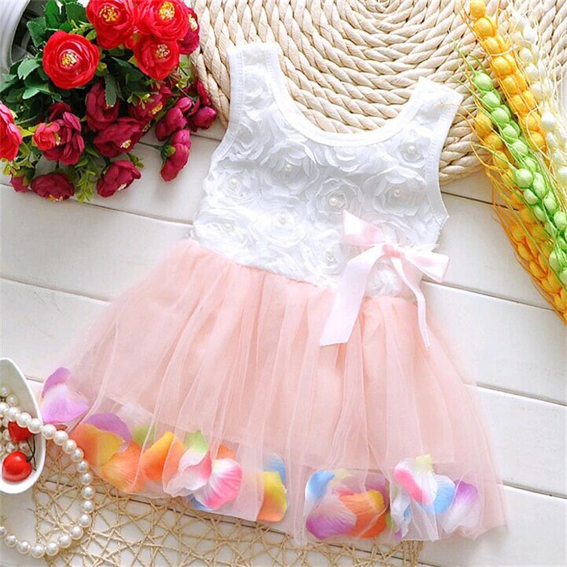 TANGUOANT Kids Baby Girls Beautiful Flower Dress Princess Summer Sleeveless Mini Tutu Dress Pink Yellow Red Baby Girls Dress