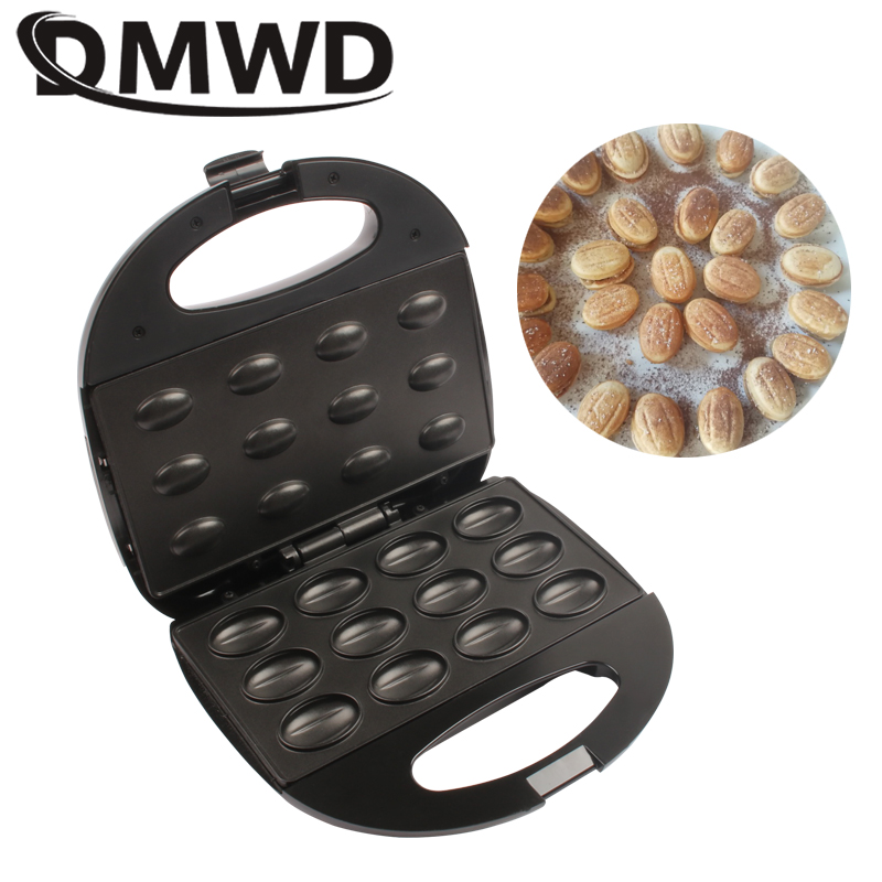 DMWD Electric Walnut Cake Maker Automatic Mini Nut Waffle Bread Baking Machine Bakeware Sandwich Iron Toaster Breakfast Pan Oven