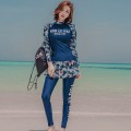 WackDaria women rash guard swimsuit 3 pieces long sleeve long pant with skirt tankini korea butterfly diving suit surfing suit