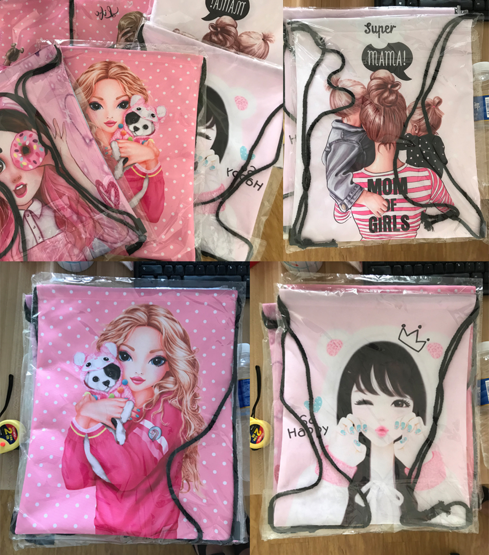 Cute Super Mama Print Drawstring Bag Women Storage Bag for Travelling Princess Girls Shopping Bags Ladies Casual Backpack