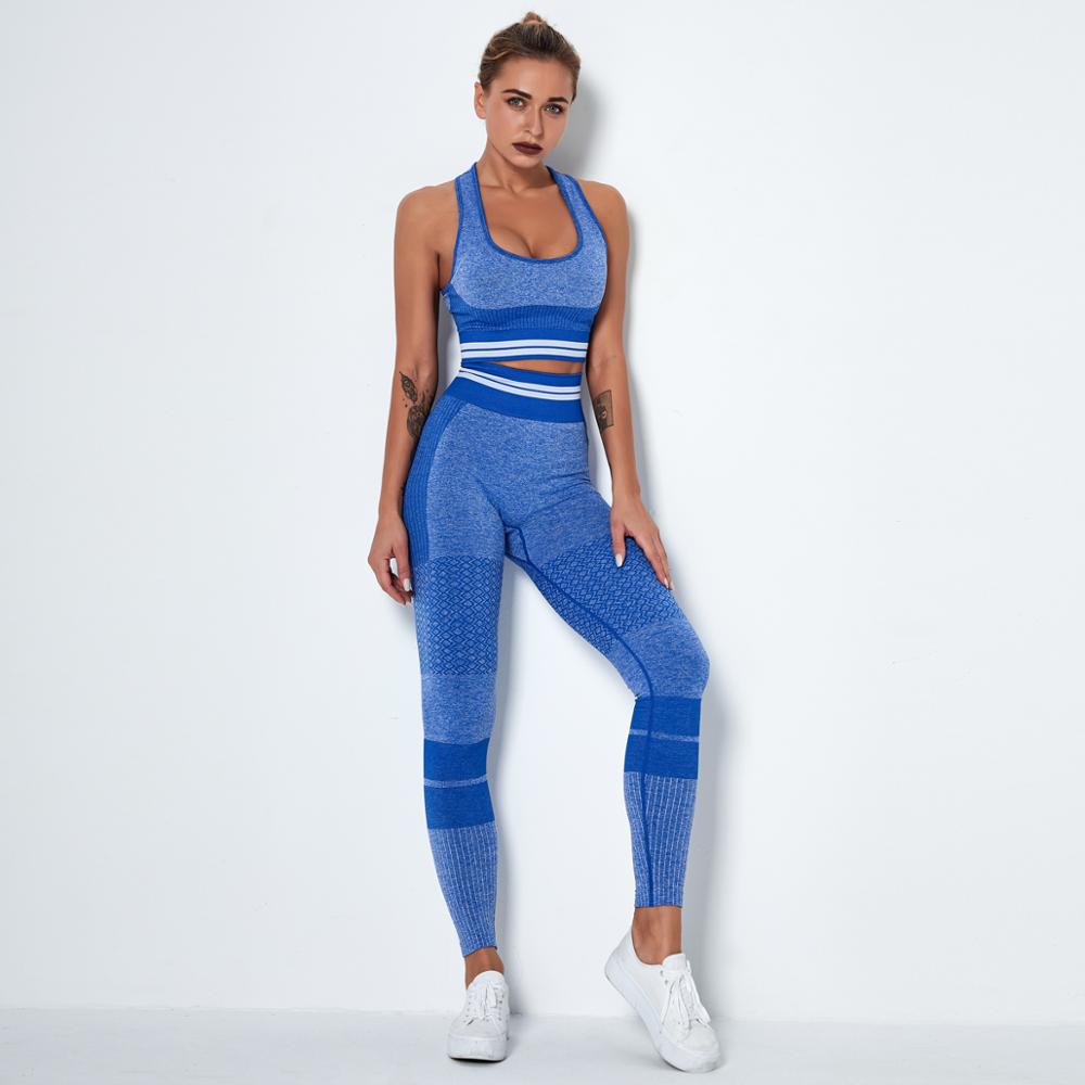 Yoga Suit 2 Piece Tracksuit Sets Women Seamless Leggings Sports Bra Gym Clothes Fitness Push ups Training Wear Running Clothing