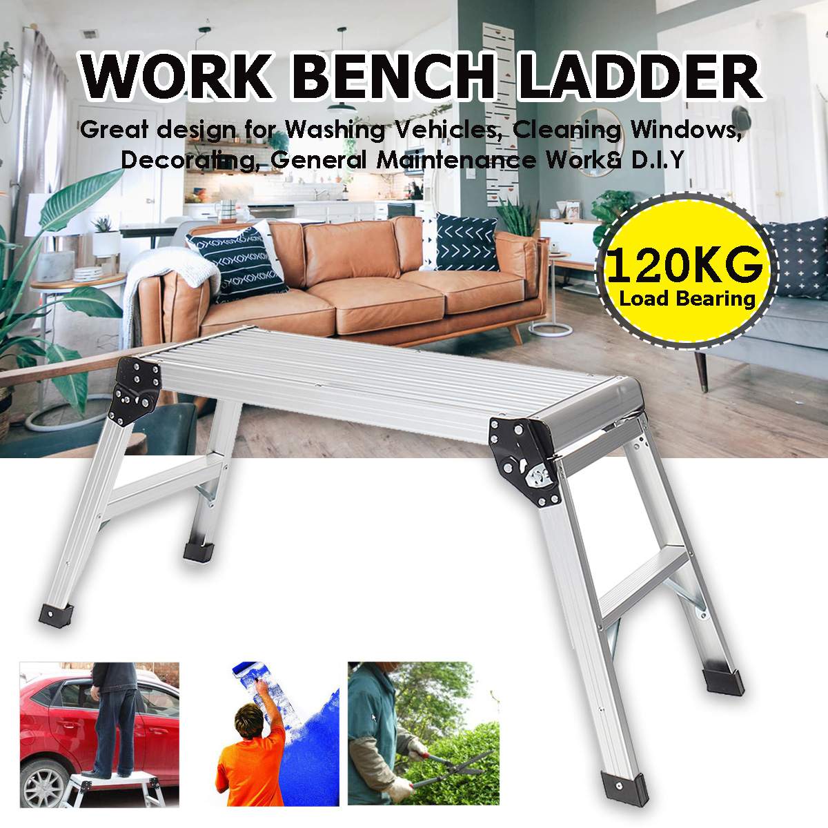 Step Ladders Aluminum Alloy Platform Step Up Stool Non-Slip Folding Work Bench Ladder Warehouse Home Construction Tools 120kg