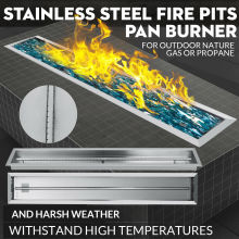 48" x 6" Drop-in Fire Pit Pan W/ Burner Linear Trough Low-Rise Outdoor Heating
