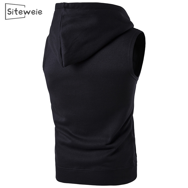 SITEWEIE Mens Clothing Sleeveless Sweatshirts Sports Casual Vests Outdoor Coats Korean Fashion Boys Waistcoats Vest Hoodie L594