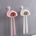1pcs Cartoon Suction Cup Toothbrush Holder Flamingo Sucker 2 Position Toothbrush Hooks Bathroom Accessories Wall Mounted Holder