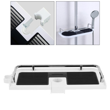 Black Bathroom Pole Shower Storage Rack Holder Organizer Bathroom Shelves Shower Shampoo Tray Single Tier