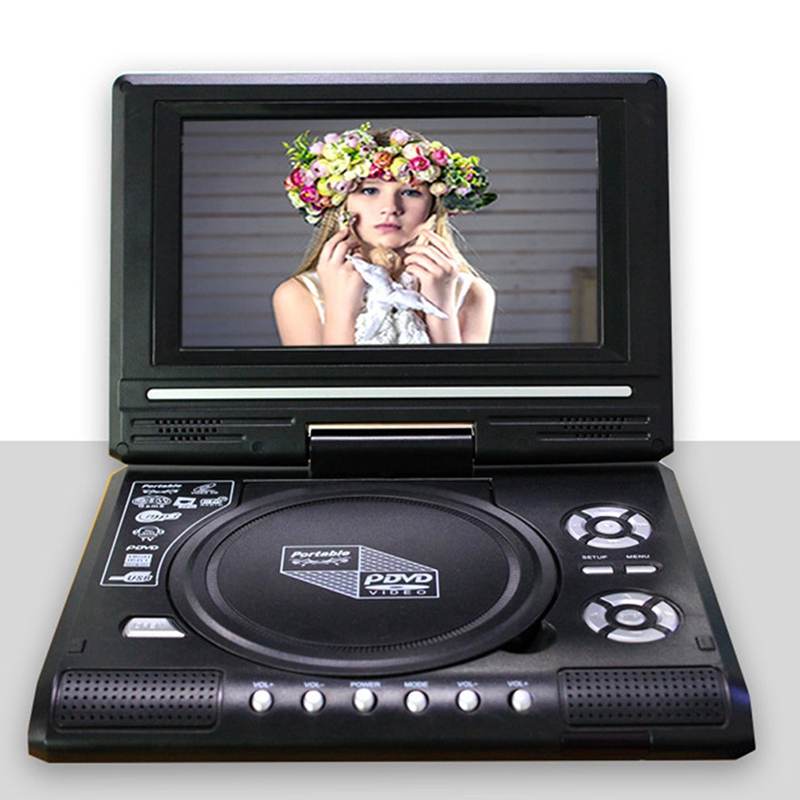NEW-9.8 Inch Portable Home Car DVD Player VCD CD Game TV Player USB Radio Adapter Support FM Radio Receiving-EU Plug
