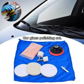 9pcs Mirrors Windshields Repair Glass Polishing Set Watch Car Windows Easy Use Wheel Cerium Oxide Powder Tool Scratch Remover