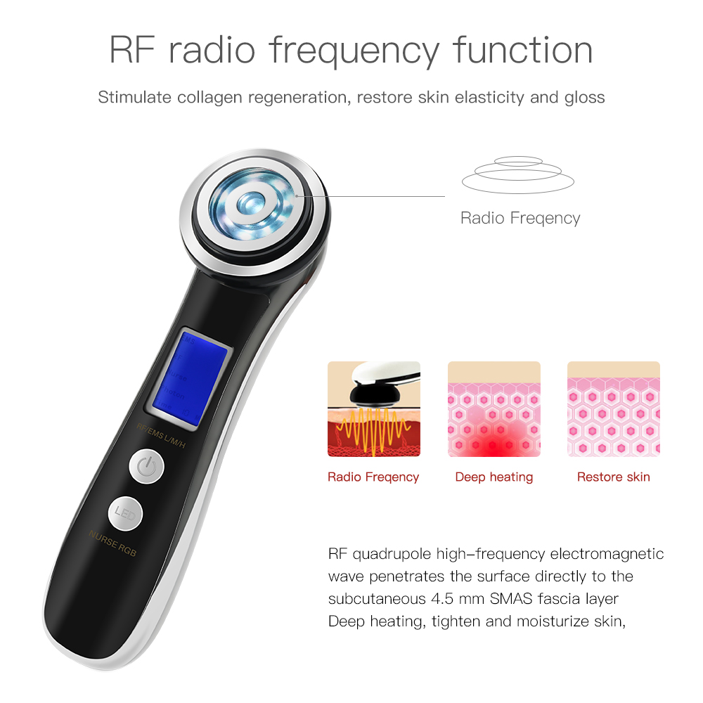 Radio Frequency for Electric LED Photon Light Therapy RF EMS Skin Rejuvenation Face Lifting Tighten Massage Beauty Care Machine