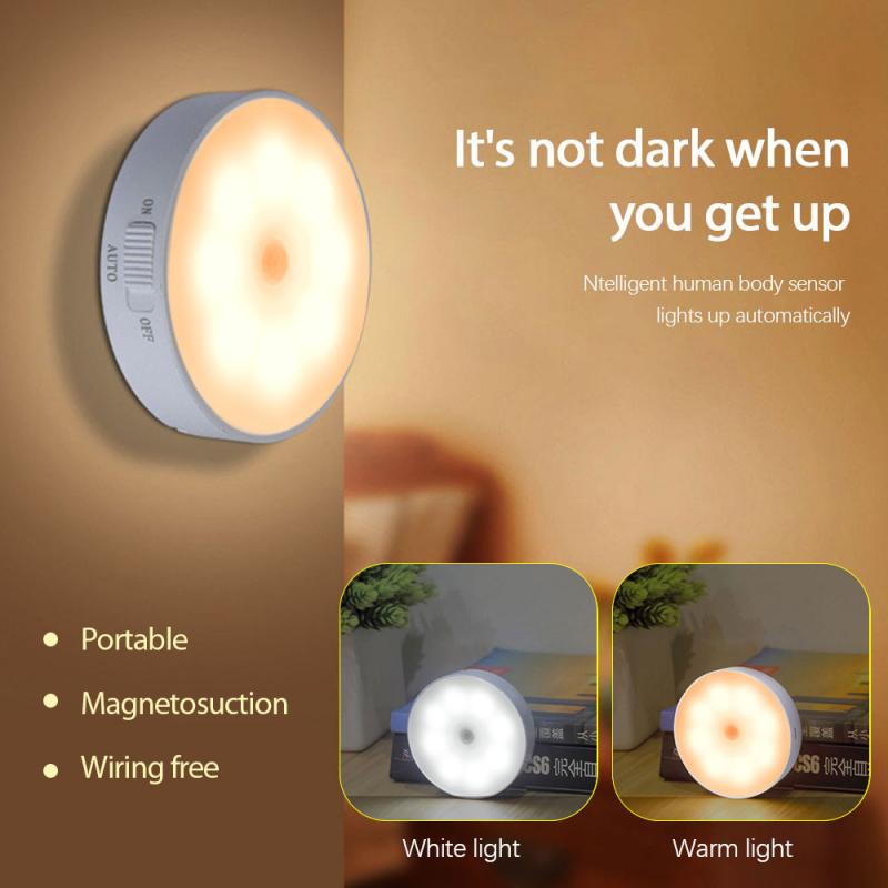 Motion Sensor LED Rechargeable Night Light Wireless Energy-saving LED Body Induction Lamp Bedroom Washroom Night Lights