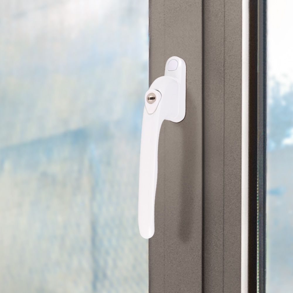 UPVC White Aluminum Alloy Window Handle With Locks Universal Door Handle Key Locking For Double Glazing White Door Turning