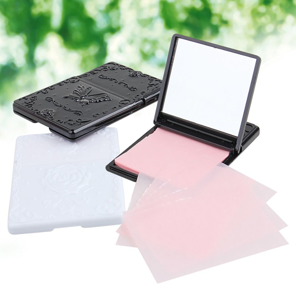 Portable Facial Oil Blotting Paper with Mirror Cleansing Face Absorbing Oil Control Facial Tissue Skin Care Makeup Remover Tools