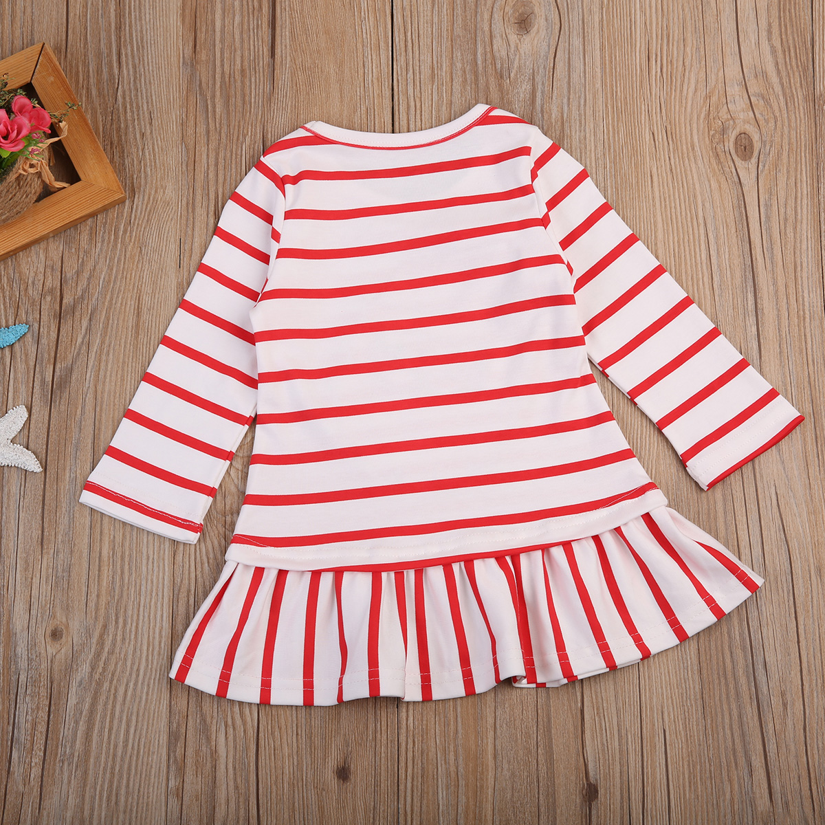 Citgeett Autumn New Baby Girls Christmas Santa Claus Little Girls Cute Casual Xmas Striped Dress Clothes 0-5Y