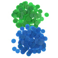 200pcs Small Plastic Bingo Markers Chips Number Counters for Kids Seniors Elders, 3/4 Inch Opaque Green + Blue