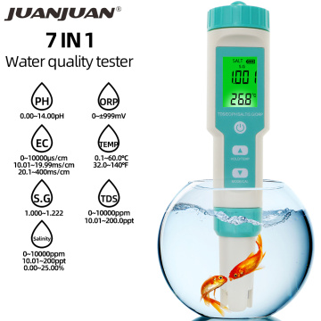 7 in 1 ORP/Salinity/PH/TDS/EC/SG/TEMP Meter Digital PH Tester ORP Monitor Water Quality Detector for Pool Soup Aquarium 30%OFF
