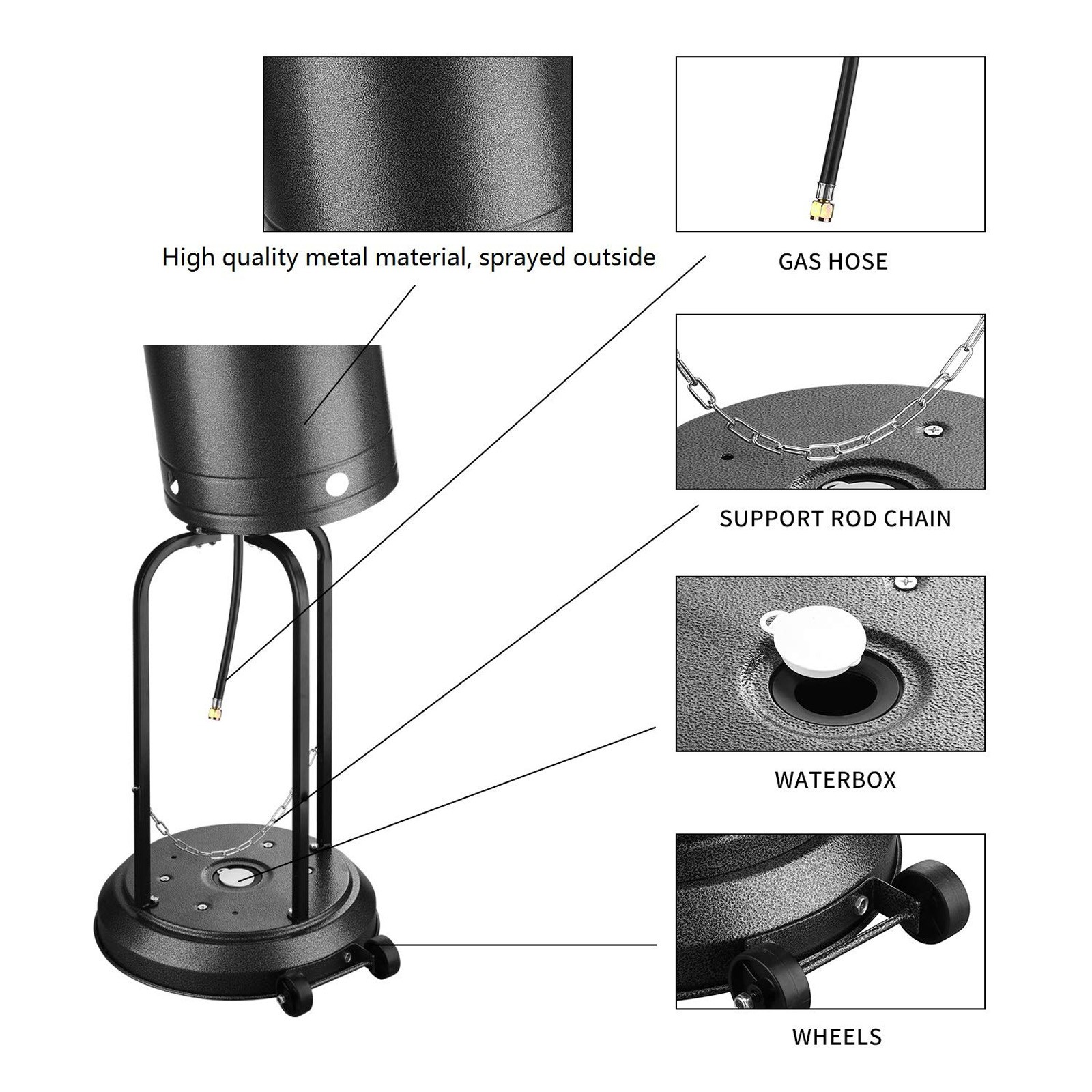high quality top selling product in 2020 Propane Patio Heater with Wheels and Table Large Support Wholesale and Dropshipping #Z
