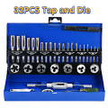 32 PCS HSS Tap and Die Set Metric Wrench Cut M3-M12 Tap and Die Set Metric Hand Threading Tool Set Engineer Kit with Metal Case