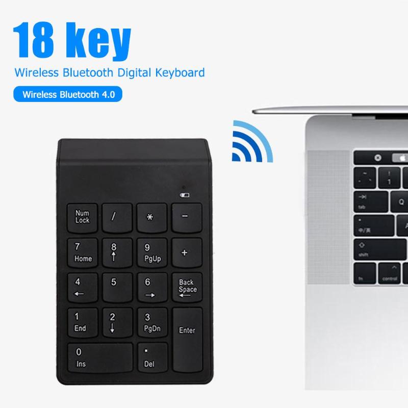 18 Keys Bluetooth Wireless Numeric Keypad Mini Numpad with More Function Keys Digital Keyboard For PC Accounting Tasks
