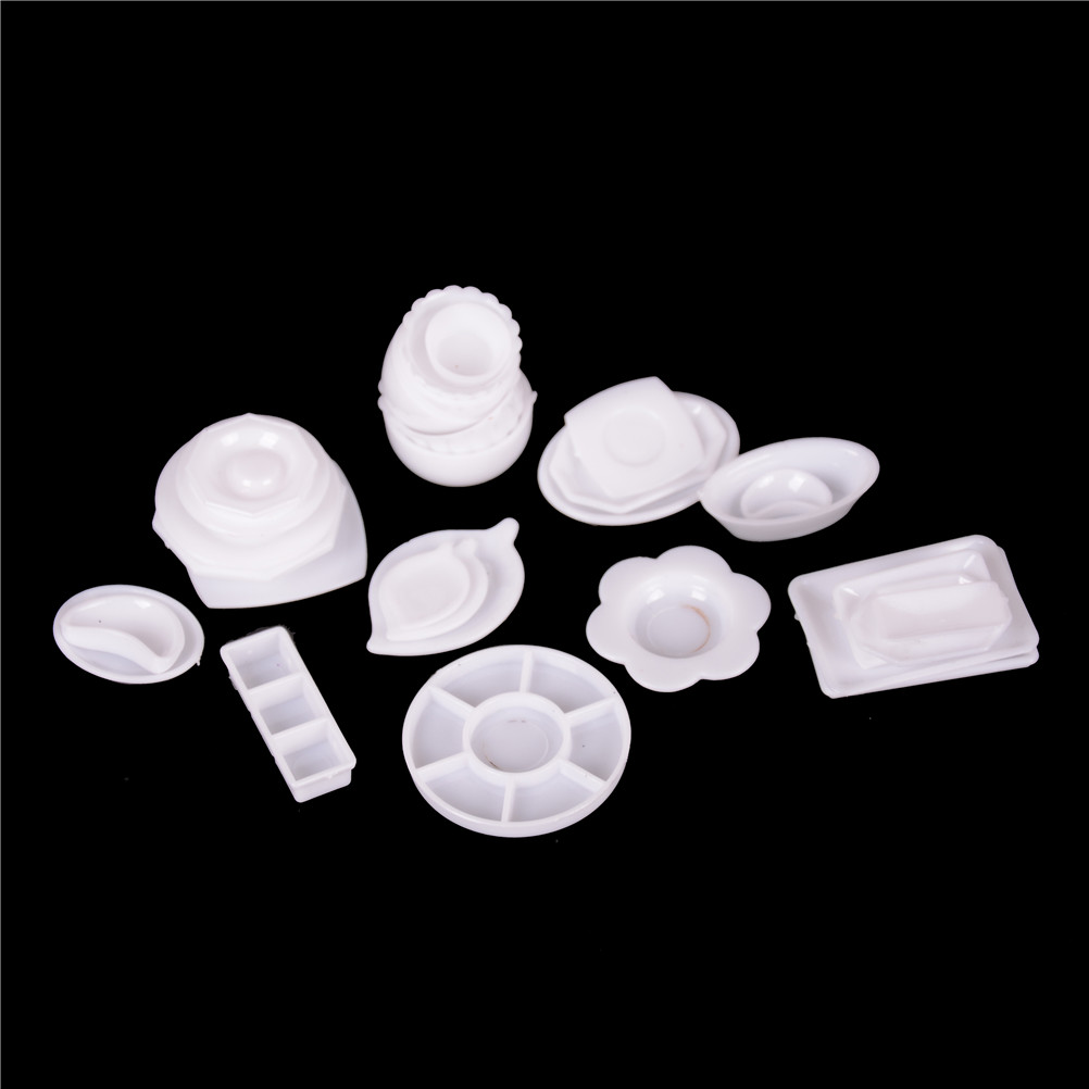 32Pcs/Set Dollhouse Miniature white mini Plate Cup Dish Bowl Tableware Set 1:12 Scale Doll Food Kitchen Living Room Accessories