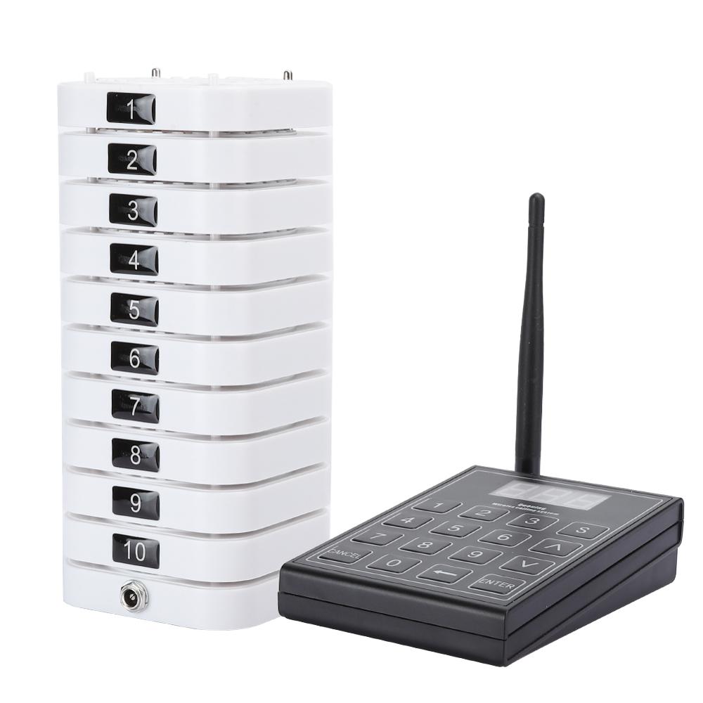 SU-669-S Pager Meal Puller Queue Wireless Calling System 1pcs Keyboard +10 Channels Receiver Set for Restaurant Queuing System