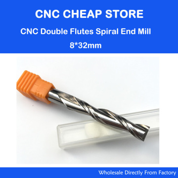 1pc 8*32mm Carbide CNC Milling Cutters Tools 2 Double Two Flute Spiral Bit Router End Mill CED 8mm CEL 32mm