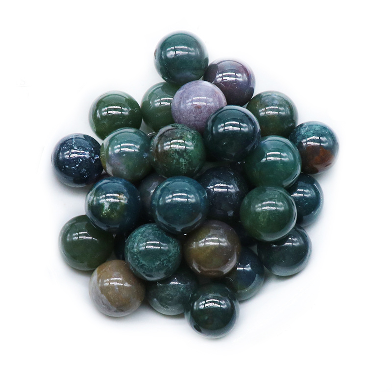20MM Moss Agate Chakra Balls for Stress Relief Meditation Balancing Home Decoration Bulks Crystal Spheres Polished