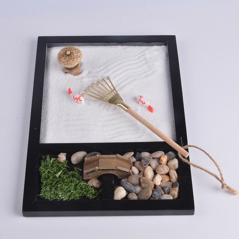 Decoration Crafts Figurines With Bridge Ornament Zen Garden Candle Holders For Natural Stone Rattan Incense Gift Set Miniatures