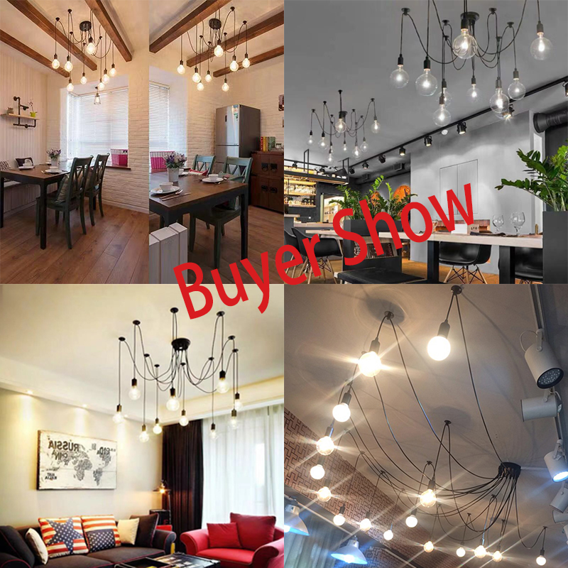 Modern Nordic Retro Pendant Lights E27 LED Edison Bulb Vintage lamps DIY Spider Pendant Lights Indoor Loft Home Decoration Light