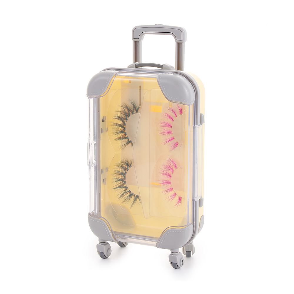 Mini trolley false eyelashes packaging box luggage lashes suitcase luxury mink lashes fluffy curly case empty Beauty Makeup Tool