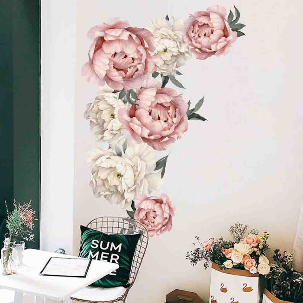 Home easy to paste non-toxic peony flower pattern creative wall stickers girls children room decoration wall stickers H0507