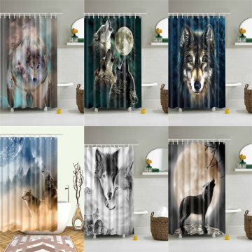 Nordic Wolf Shower Curtains Animals Bath Curtain Cortina High Quality Waterproof Polyester For Bathroom With 12pcs Hooks
