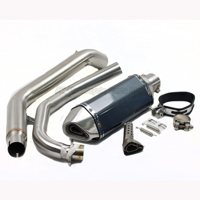 Full Slip On Motorcycle Exhaust Muffler With Ak Middle Link Pipe Fried Street With Moveable DB Killer For Honda CB190R CBF190R