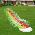 Lawn Water Slides Rainbow Slip Slide with Splash Sprinkler and Crash Pad for Kids Backyard Swimming Pool Games