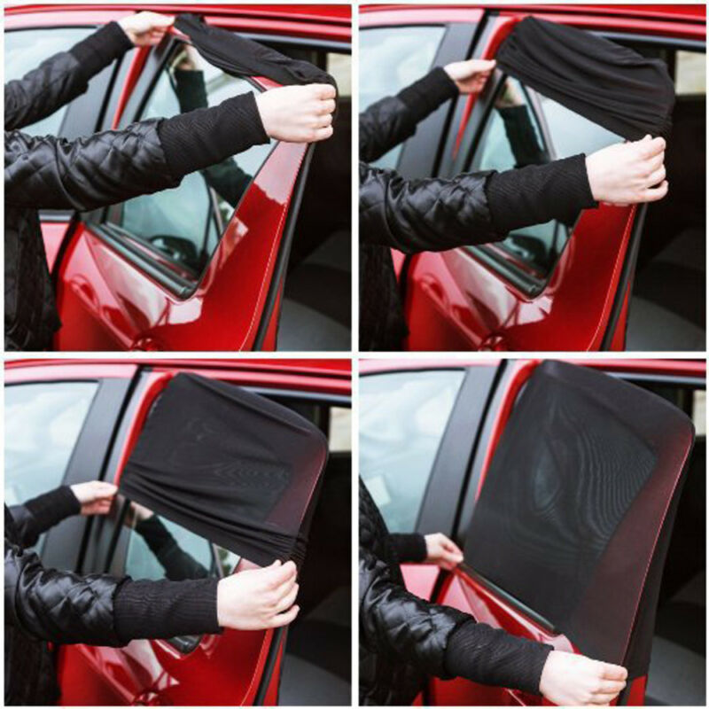 Hot sale solid 2pcs Car Rear Adjustable Black Mesh Window UV Sun Sunshine Blocker Cover Seat Shade Blind Sunshade Protector