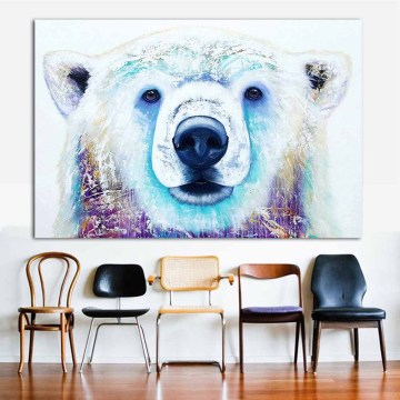 DDHH Canvas Print Pictures Posters Decorative Wall White Bear Animal Oil Painting Wall Picture For Living Room Home Art