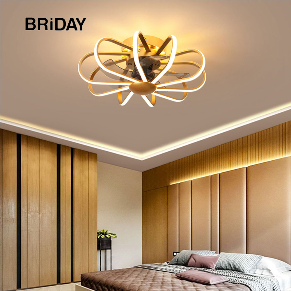 55CM Nordic LED ceiling fan lamp with lights remote control bedroom decor modern ceeling fans with light ventilator lamp Silent