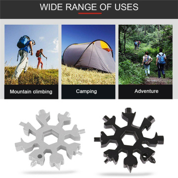EDC Tool Openers 18 IN 1 Multi Tool Portable Outdoor Products Snowflake Shape W/ Key Ring Screwdrive Kitchen Tools Card