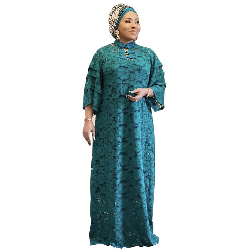 African Dresses for Women 2021 Spring and Autumn African Women Long Lace Plus Size Dress African Clothes American Clothing