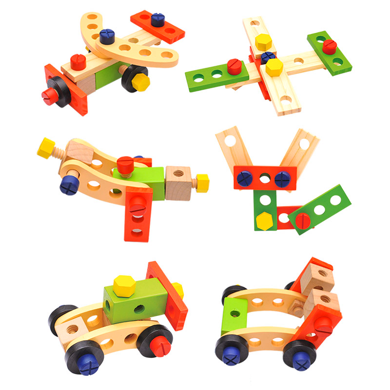 Baby Wooden Toy Kids Handle Tool Box Game Learning Educational Wooden Tool Toy Screw Assembly Garden Toys Gift for Children Boys